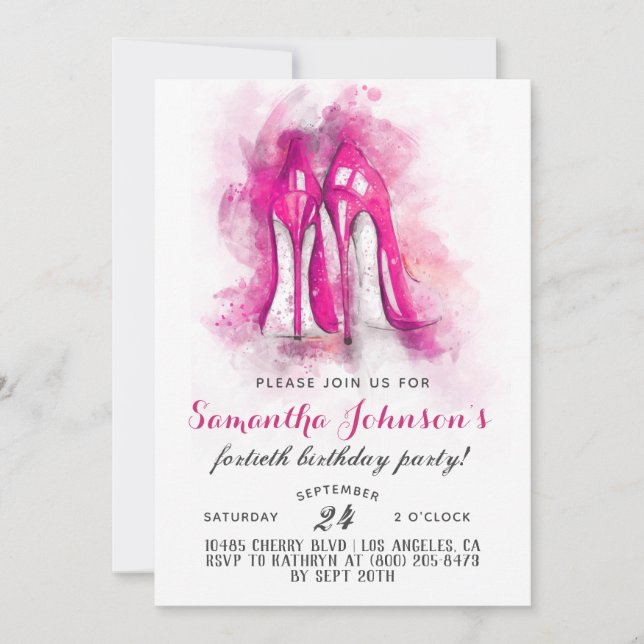 High Heels Fabulous Glam Invitation Anniversaire (Devant)