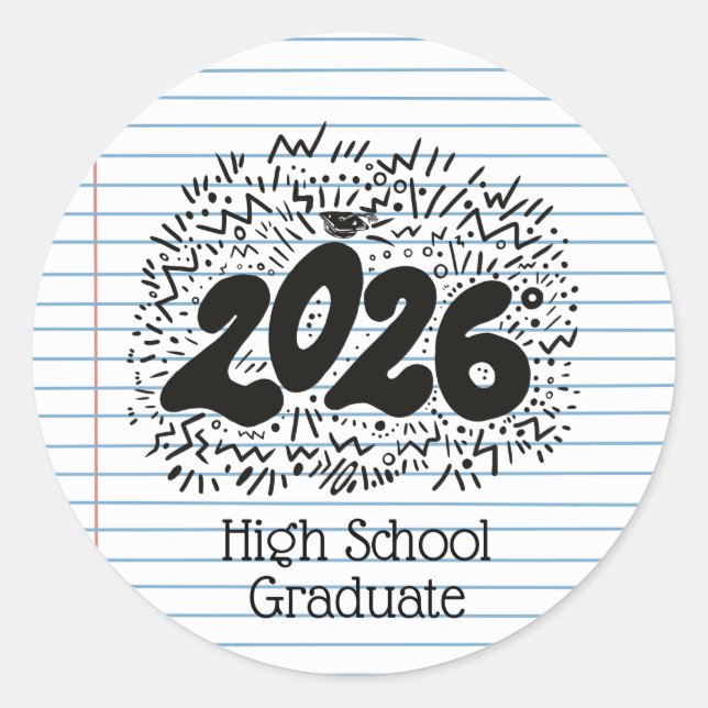 High School Graduate Loose Leaf Paper Sticker (Devant)