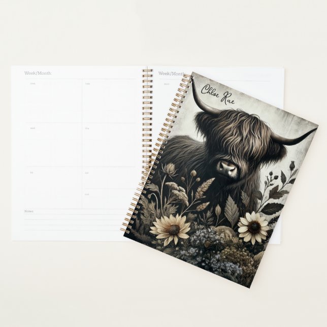 Highland Bull avec tournesol (Devant avec enveloppe)