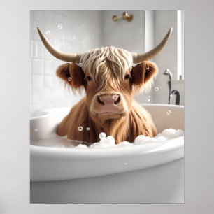 Highland Cow Bathroom Wall Art Poster Imprimer