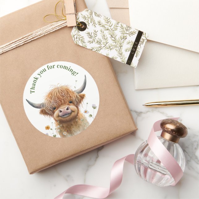 Highland cow boho party faveur autocollant (Cadeaux)