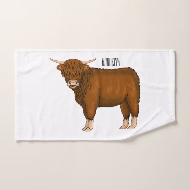 Highland cow cartoon illustration  (Serviette à main)