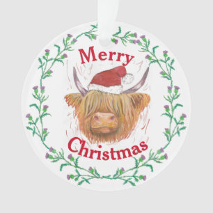 Highland Cow Casquette Thistler Wreath Joyeux Noë
