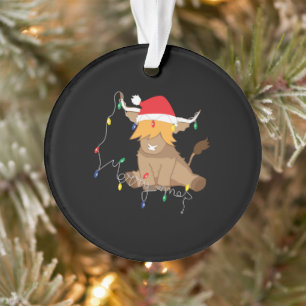 Highland cow christmas lights