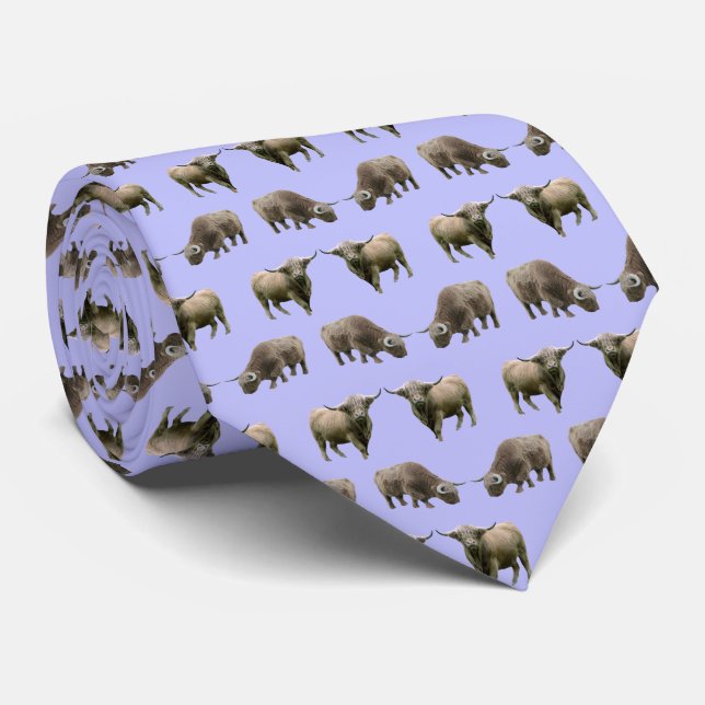Highland Cow Frenzy Cravate Double face Print(Lila (Roulé)