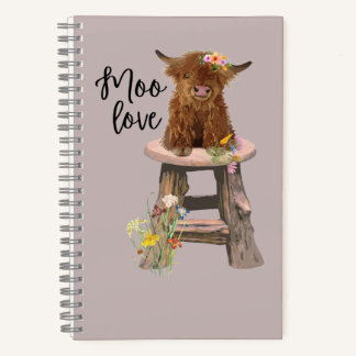 Highland Cow mignon Carnet spiral