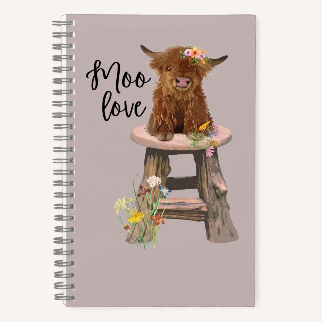 Highland Cow mignon Carnet spiral (Recto)
