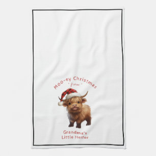 Highland Cow Moo-ey Noël serviette de cuisine