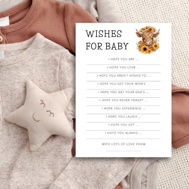 Highland Cow Sunflower Wings pour carte de Baby sh (Créateur téléchargé)