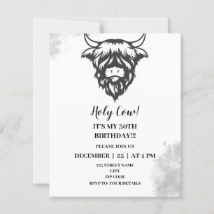 Highland Holy Cow Funny Anniversaire Invitations
