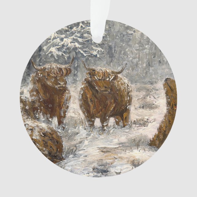  Highland Soul: Whimsical Snowy Cows Vintage (devant)