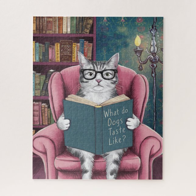 Hilarious Chat Lire un livre Puzzle (Vertical)