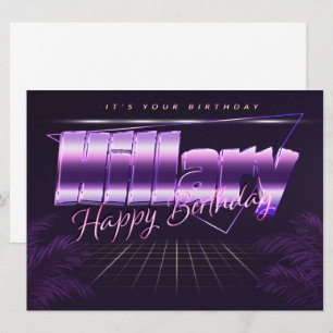 Hillary Nom Prénom carte anniversaire rétro lilas