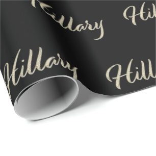 Hillary papier cadeau or blanc écriture manuscrite