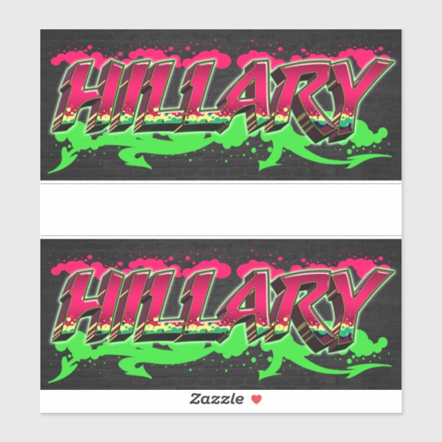 Hillary prénom nom autocollant graffiti sticker (Feuille)