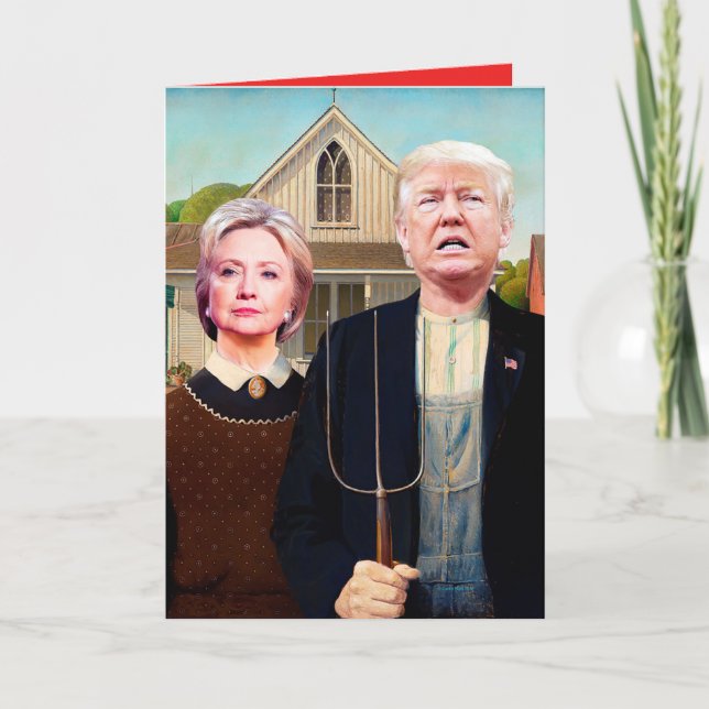 Hillary & Trump Carte d'anniversaire politiquement (Devant)