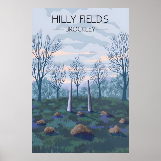 Hilly Fields London Park Travel Poster (Devant)