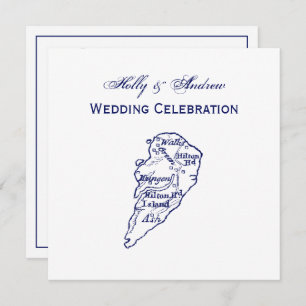 Hilton Head Island SC Carte Vintage Marine Blue