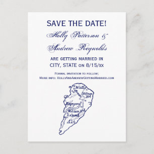 Hilton Head Island SC Carte Vintage Marine Blue