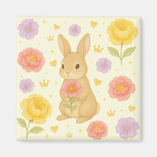 HIMEKARI Floral Bunny Magnet – Cream