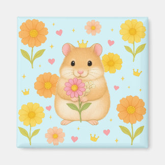 HIMEKARI Floral Hamster Magnet – Blue