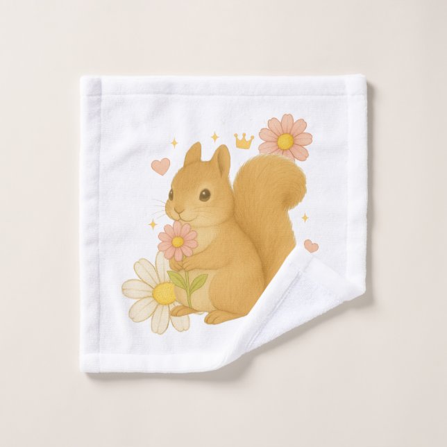 HIMEKARI Floral Squirrel Wash Towel –Clear (Gant de toilette)