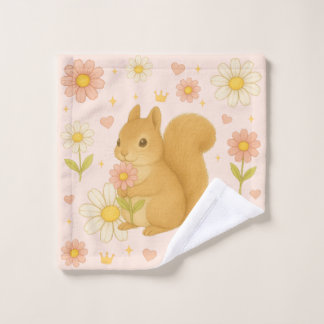HIMEKARI Floral Squirrel Wash Towel – Coral