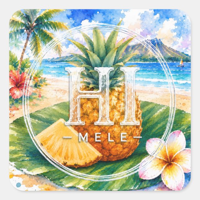 HIMELE Autocollant Little Hawaiʻi — Ananas  (Devant)