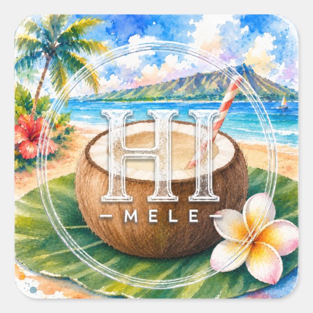 HIMELE Autocollant Little Hawaiʻi — Noix de coco  (Devant)