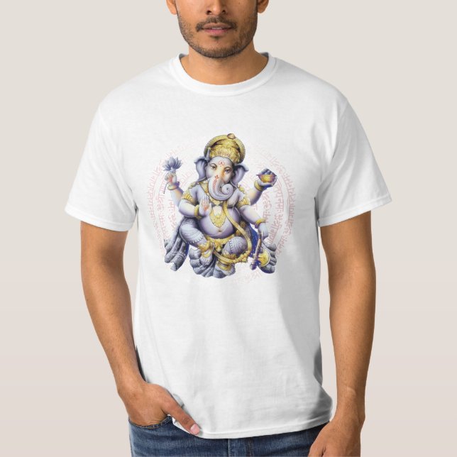 Hindu Lord Ganesha Devotional Graphic T-Shirt (Devant)