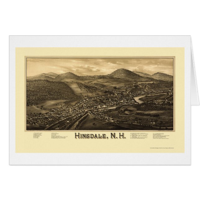 Hinsdale, carte panoramique de NH - 1886 (Devant horizontal)
