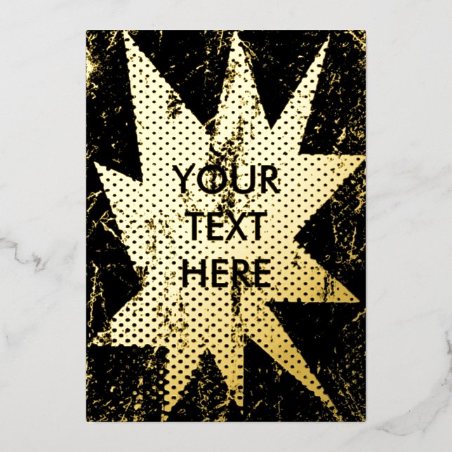 Hip et Grungy Starburst Golden Foil Invitation (Recto)
