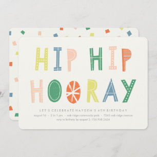 Hip Hip Hooray Invitation Anniversaire - Cobalt