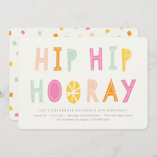 Hip Hip Hooray Invitation Anniversaire - Orange
