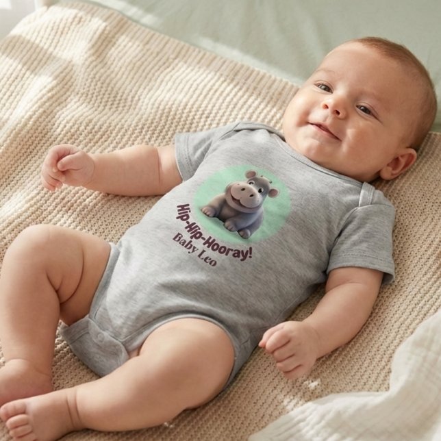 "Hip-Hip-Hourra !" Body bébé hippopotame personnal (Créateur téléchargé)