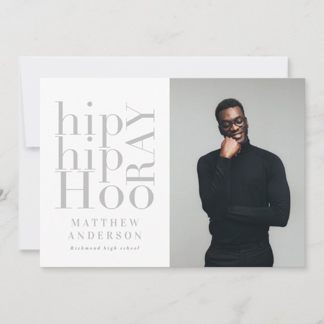 Hip hip hourra photo graduation fête invitation (Devant)