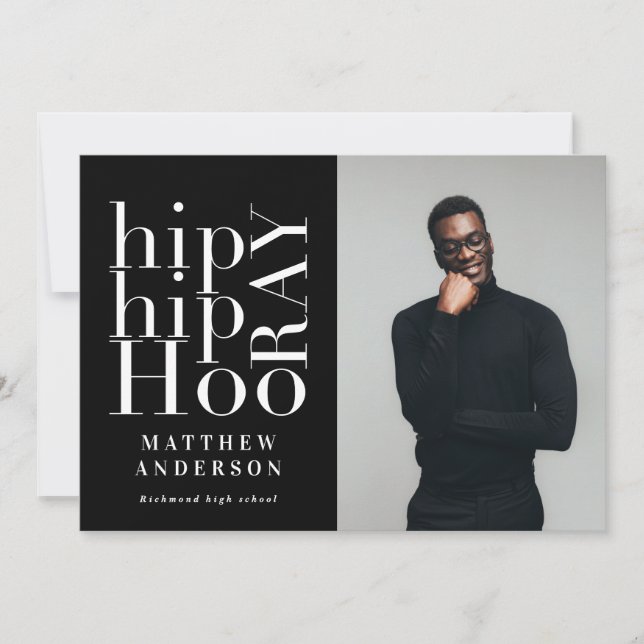 Hip hip hourra photo graduation fête invitation (Devant)