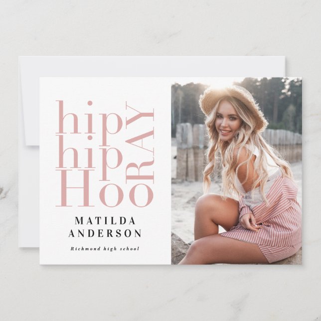 Hip hip hourra photo graduation fête invitation (Devant)