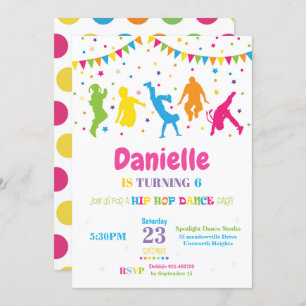 Hip hop Danse Invitation Fête d'anniversaire