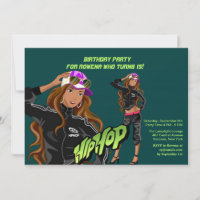 Hip hop Fille Anniversaire Fête Invitation