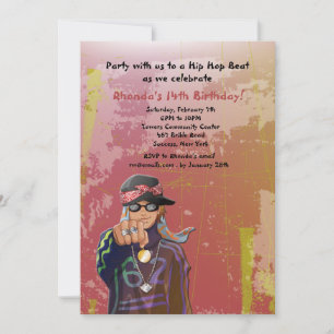 Hip hop Fille Anniversaire Fête Invitation