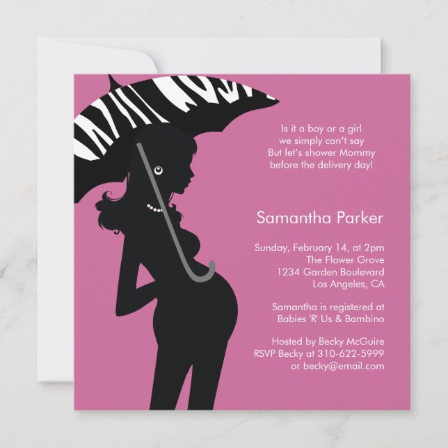Hip Maman Baby shower parapluie carte d'invitation (Devant)