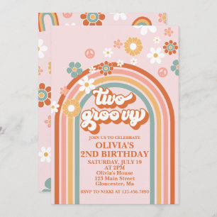 Hippie Arc-en-ciel Deux Super Invitation pour le 2