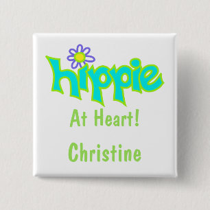 Hippie au coeur Turquoise Art Nom Badge