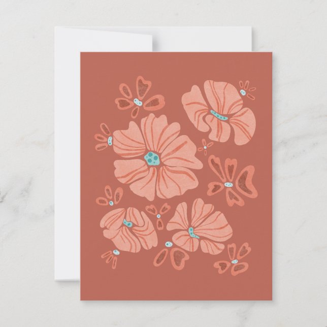 Hippie Blooms : Artwork Abstrait Red Flower Power (Devant)