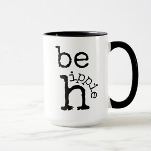 Hippie, Boho, Blanc noir, Mug café