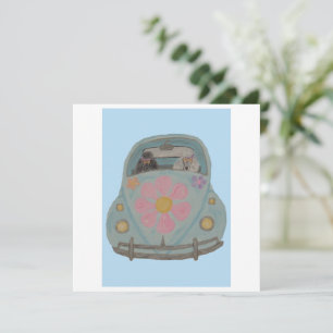 Hippie Caniches dans leur voiture d'amour Flower C