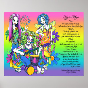 Hippie Magic Arc-en-ciel Poster de poésie Fées mus
