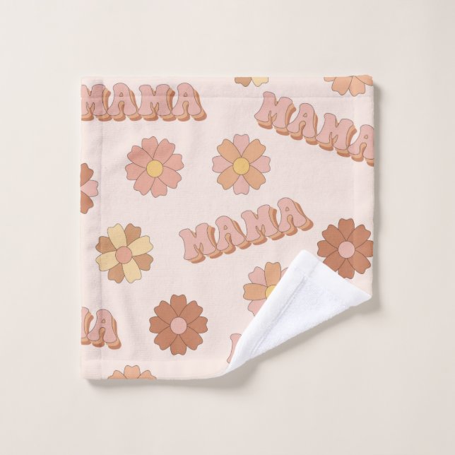 Hippie maman motif sans soudure. Arrière - plan su (Gant de toilette)