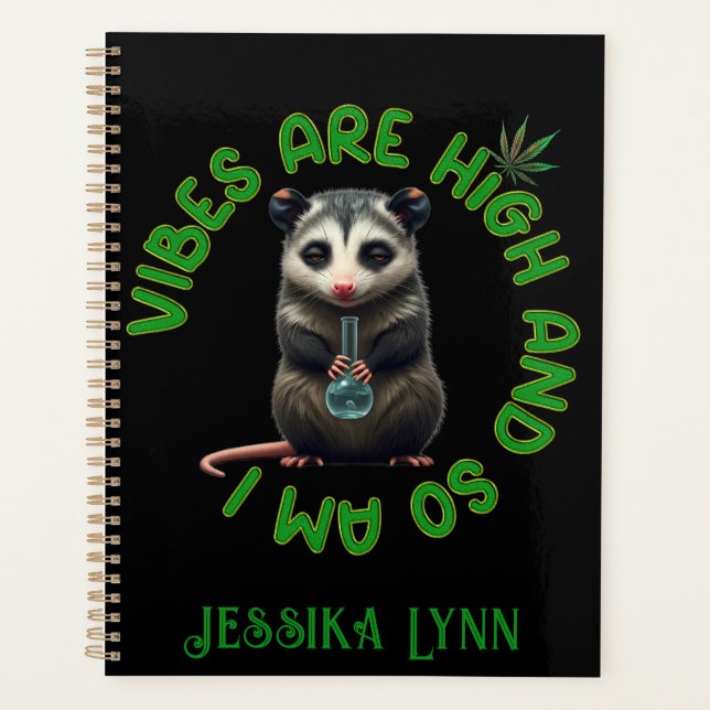 Hippie Opossum Stoned Vibes Funny Humor Custom  (Devant)
